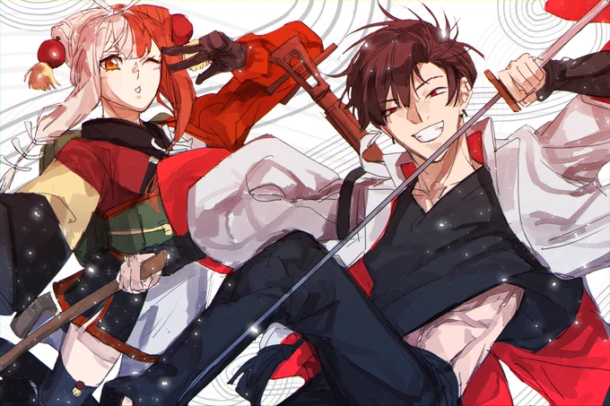FGO/高杉晋作&amp;出雲阿国
悪の親玉とその敏腕秘書のお通りでぃ 