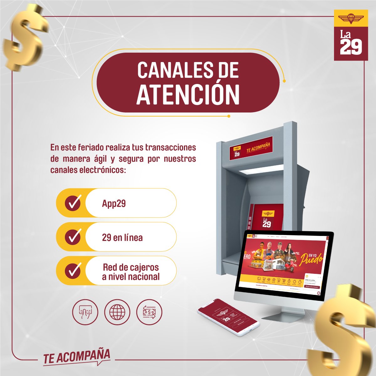 La29DeOctubre's tweet photo. #La29 cuenta con varios canales digitales para AGILIZAR tus TRANSACCIONES 💵
Brindar confianza es nuestro objetivo ✅
Utiliza La 29 en línea 👉
https://t.co/3bLF7ArFWc o
Descarga la #App29
Android 📲 https://t.co/gfOt9NhPtZ
IOS 📲 https://t.co/zTy2Sk825z https://t.co/Jf3JrpMxcf
