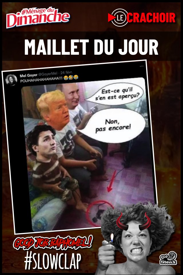 menagedd's tweet photo. 🧹 Cyber-Concierges et 🥩 Deepsteakers...
Votre maillet du jour du 25 février
🔦 La Torche Étincelante - Baphomel Goyer 👿

Vu ses préférences récentes en terme d'humour, nous lui offrons un très retentissant MDONTAYEULE 🇺🇦 ❤️

#maillet #mdontayeule #baphomel #slowclap #Ukraine https://t.co/midZCXoJpj