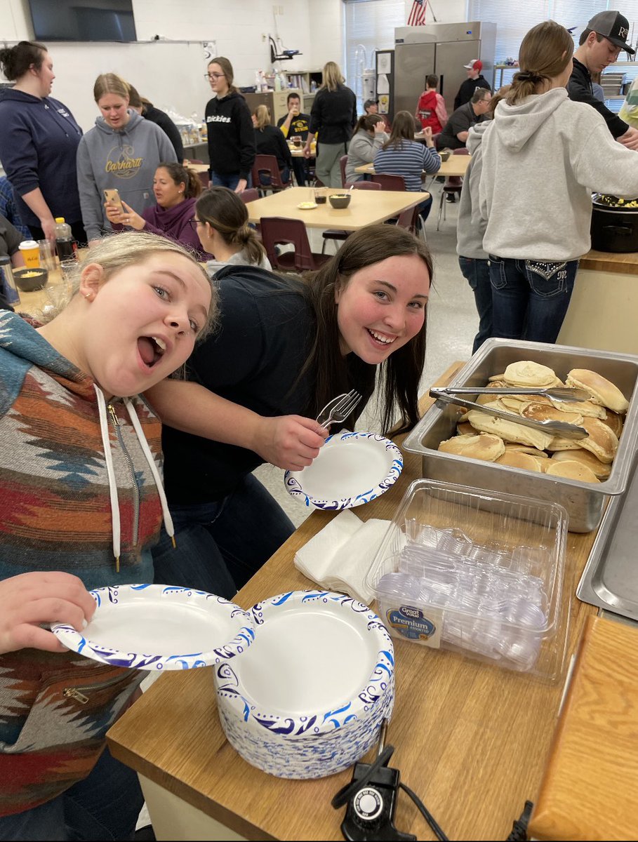BHSAgDept's tweet photo. Busy day in the Ag room - BHS Staff breakfast put on by the FFA, Zoom call during Vet Studies 2 with @ReicksViewFarms, started fishing rods in Wildlife Science, and greenhouse time filling pots w/soil in Plantopia! #TeachAg #BHSAg #BHSFFA https://t.co/hnDgM74dvo