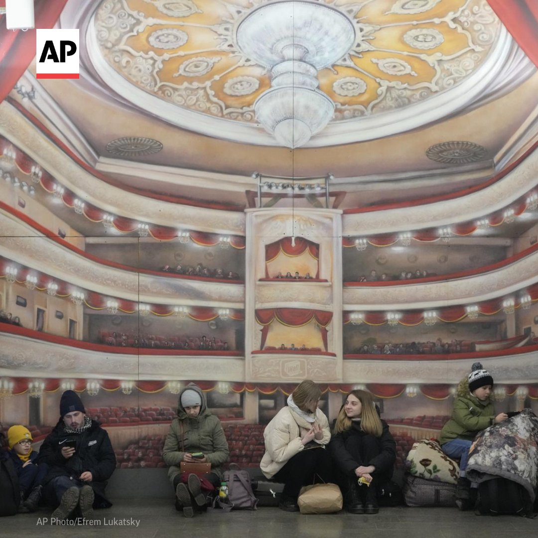 AP's tweet photo. As the second day of Russia's invasion unfolded, @AP photographers captured Ukrainians sheltering underground in Kyiv, Ukraine's capital.

SEE MORE: https://t.co/4iKs7VVEdt https://t.co/oGDBw5qaoU