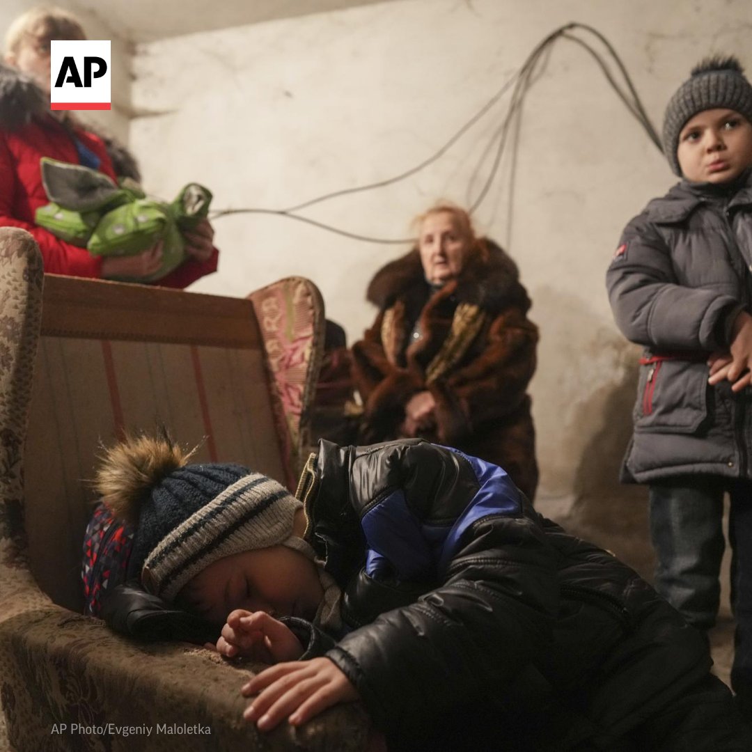 AP's tweet photo. As the second day of Russia's invasion unfolded, @AP photographers captured Ukrainians sheltering underground in Kyiv, Ukraine's capital.

SEE MORE: https://t.co/4iKs7VVEdt https://t.co/oGDBw5qaoU