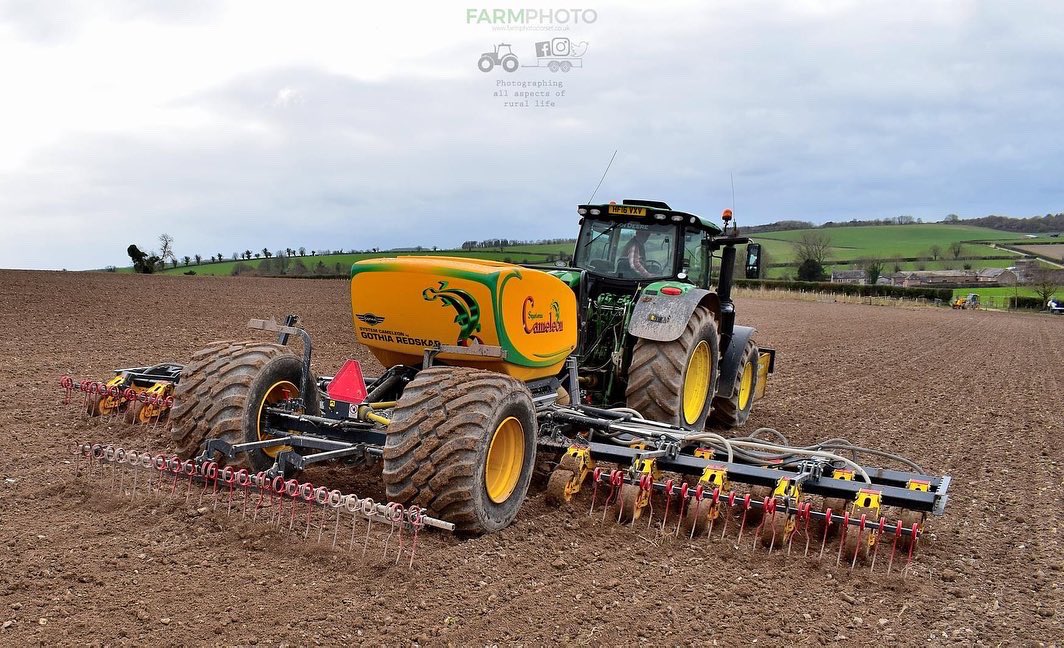 farmphotodorset's tweet photo. @LyckeGard System Camelion which is a seeder, inter row hoe and fertiliser application tool all in one. This is being operated at Launceston Farm in Dorset on a @JohnDeere 6215R sowing organic spring wheat. @NFUDorset @HuntForestGroup @clubhectare2211 @NFUCountryside https://t.co/S4sZKkWuXU