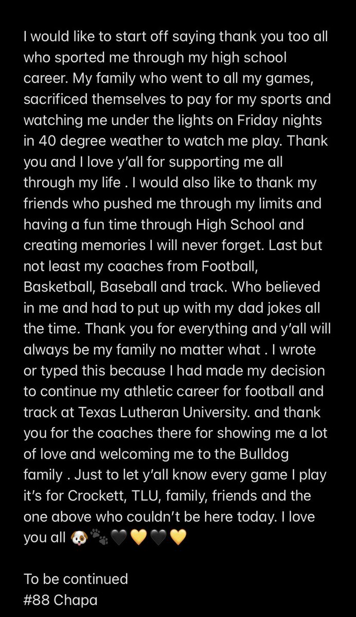 xavierchapa5's tweet photo. Committed 🐶🐾🖤💛 @CoogsFB @Coach_Tingle  @Crockett_Sports @CrockettTrack21  @FlxAtx https://t.co/EWF96FNJWS