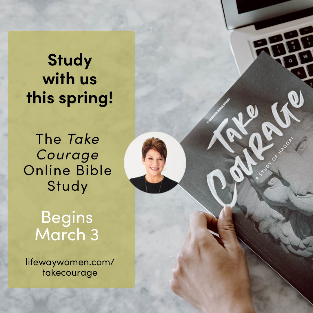 LifewayWomen's tweet photo. What will you study this spring? Join us on this 7-session journey though the book of Haggai. Together we will learn to walk confidently in our calling and courageously invest our lives in God's purpose.
Sign up for the #TakeCourageStudy here: https://t.co/cO31ir1Kwi https://t.co/DyL8comvdJ