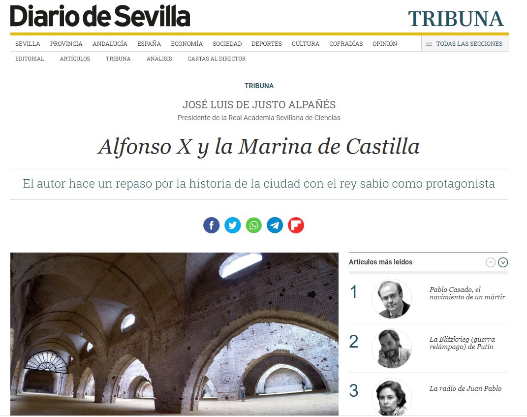 JorgePay1's tweet photo. En "Alfonso X y la Marina de Castilla", el prof. de Justo Alpañés @unisevilla, cita de nuevo #LasPartidas: "#AlfonsoX también sentó los fundamentos de lo que habría de ser la ciencia náutica europea, y estableció, en las Partidas, la primera legislación marítima castellana".
Y../ https://t.co/R3oe6gtWGd