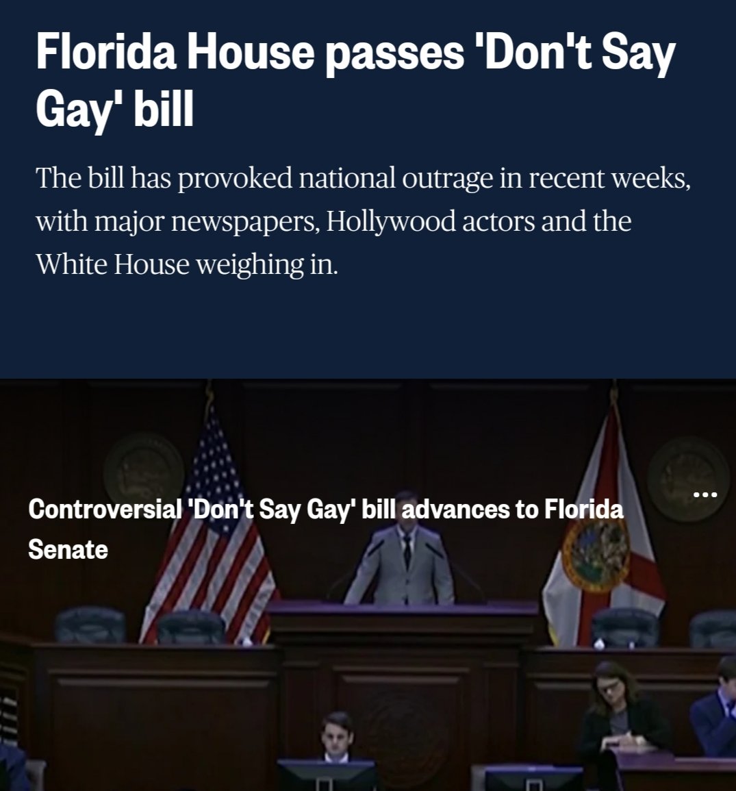 Gayacerv's tweet photo. ABSURDO! O Estado da Flórida acabou de aprovar a lei "Don't Say Gay" que proibe de falar sobre orientação sexual nas escolas e acreditem: O projeto original obrigava os professores a REVELAR a sexualidade dos alunos não-heteros para seus pais (Independente das consequências). https://t.co/25CZ36PnfR