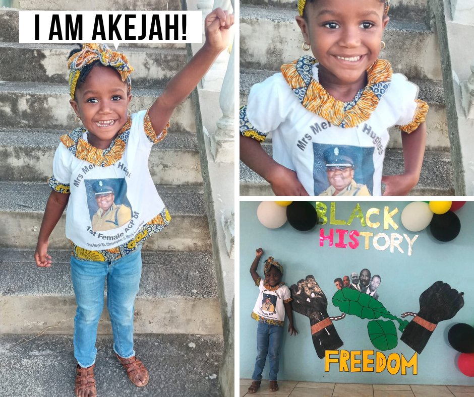 COPSKNPolice's tweet photo. Flashback to February 2021: Akejah, who was 3 years old at the time, chose to celebrate the achievements of Merclyn Hughes – the first female to attain the rank of Assistant Commissioner of Police (ACP) in The Royal St. Christopher and Nevis Police Force #RSCNPF https://t.co/mKRD16eVtN