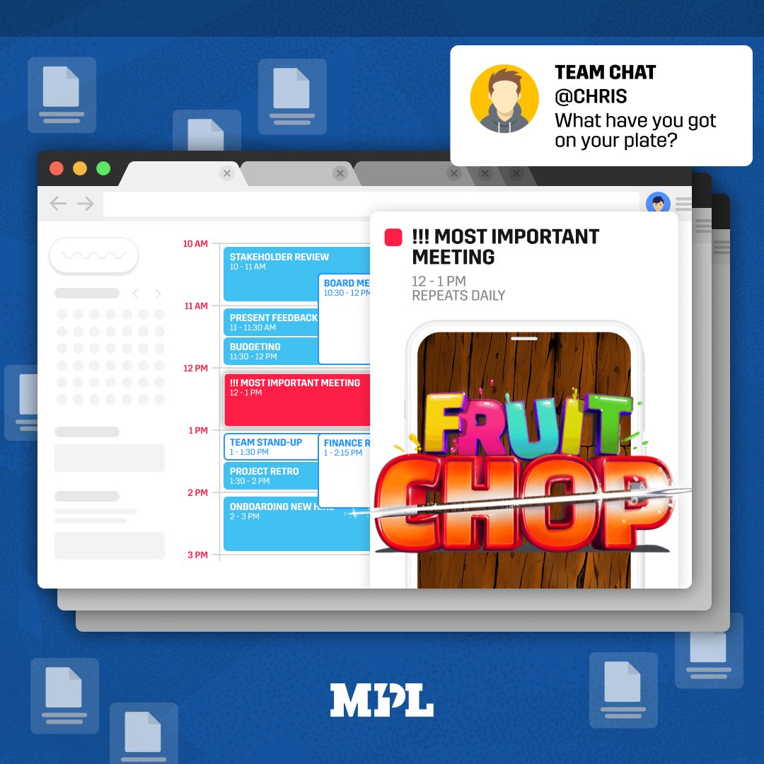 "Sorry, Chris. I'm full-up today." - Me, as I slay at Fruit Chop over lunch 🍉🍍🍎 #MPL #MobilePremierLeague