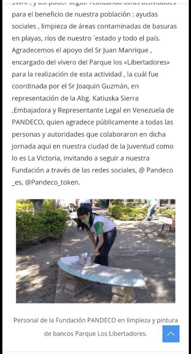 The 🐼PANDECO🇻🇪 team carried out a maintenance day in some of the Park's facilities.
"Los Libertadores" of the city of Victoria Edo Aragua,: painting and pruning of trees, cleaning of green areas, cleaning and painting. #pandeco #pandecoarmy <a href="/PancakeSwap/">PancakeSwap</a>  @Pandeco_Token