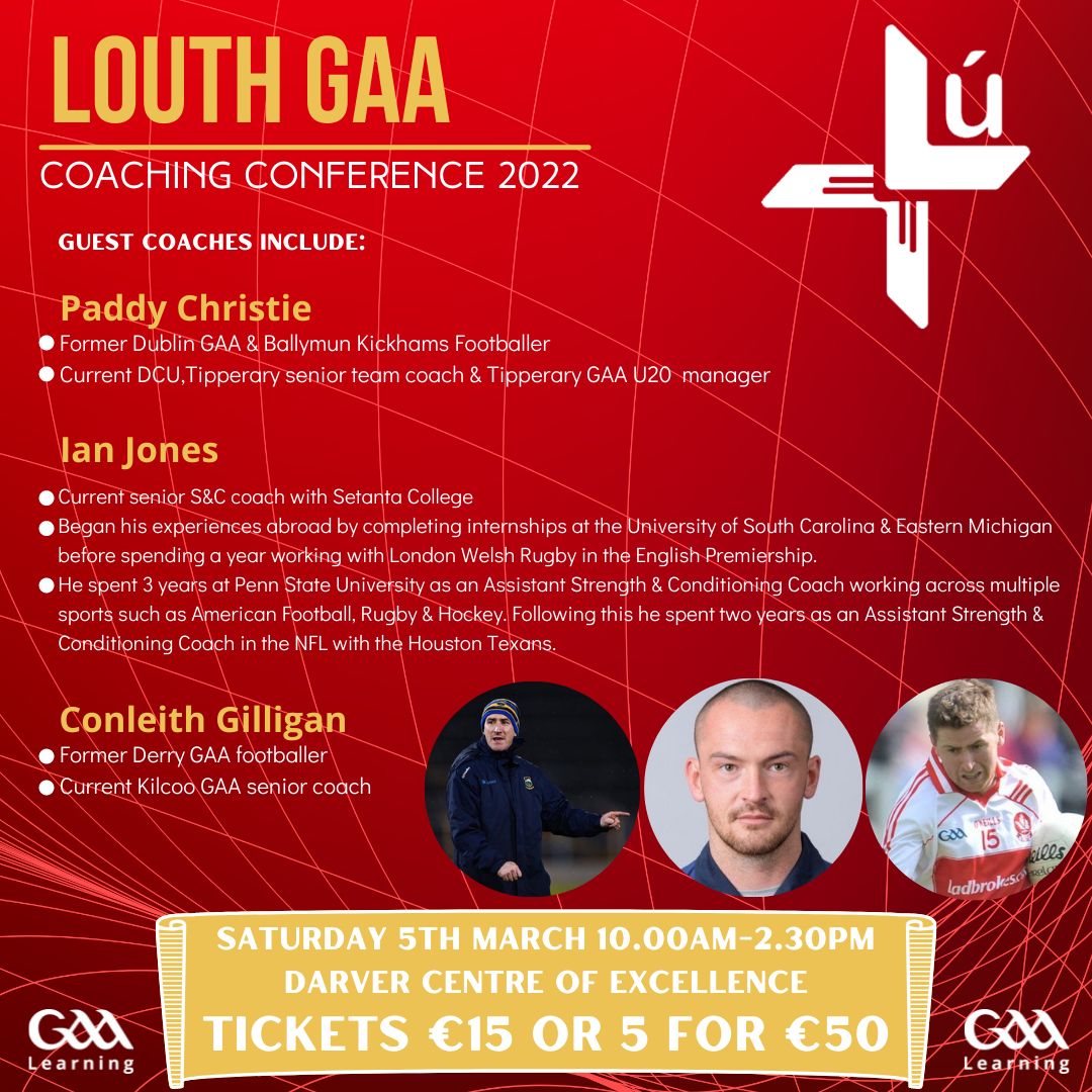 Just one week to go to our Louth GAA Coaching Conference 2022. Spaces filling up don't miss out on this excellent coach development opportunity. Click here to book your place now. universe.com/events/louth-c…