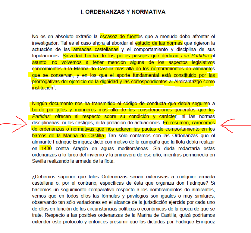 JorgePay1's tweet photo. Y efectivamente, algo había: la negación (al menos en 2011, fecha de la tesis) de la existencia de ordenanzas o normativas referidas a "los barcos de la #MarinadeCastilla", hasta las redactadas en 1430, limitándose lo legislado sobre la materia hasta entonces a #LasPartidas.
Así/ https://t.co/7mnPCrEbJD