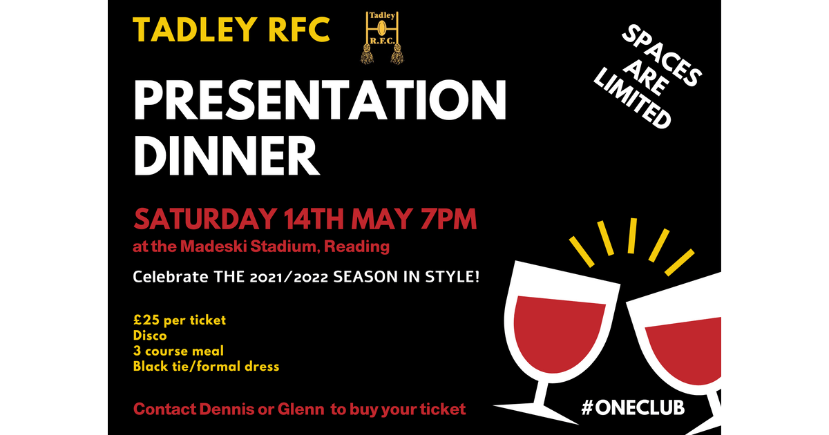 Presentation Evening
Saturday 14th May
#tadleyrfc
pitchero.com/clubs/tadley/n…