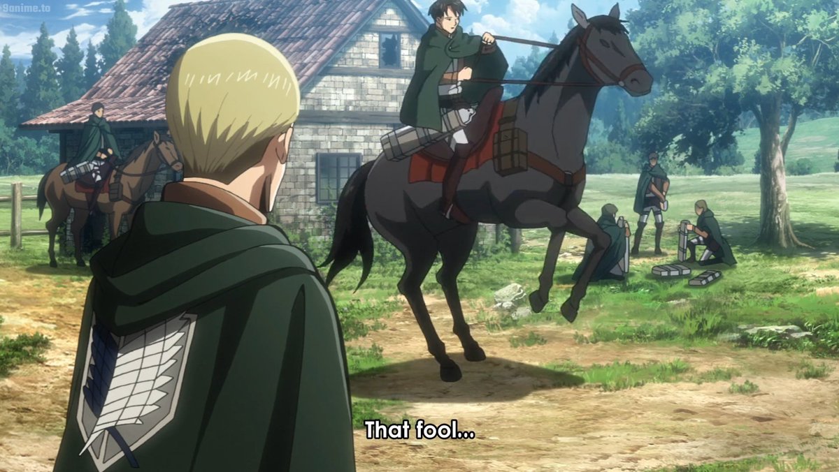 kokureno's tweet photo. No bc Levi is literally Hange's babysitter like that mf go running to capture a titan and Erwin automatically screams Levi's name to send him after Hange AND LEVI WAS ALREADY ON HIS HORSE HE WAS LITERALLY WAITING FOR ERWIN TO CALL HIM 😭😭 https://t.co/JrXDFrxRBO