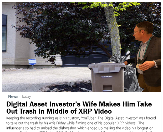 XRP_Productions's tweet photo. 💥 BREAKINGLY EXCLUSIVE NEWS 💥

DAI forced to take out trash in middle of #XRP video!

😮😮😮😮😮

#XRPtheStandard #UnloadDishwasherToo https://t.co/iR06N1J55u