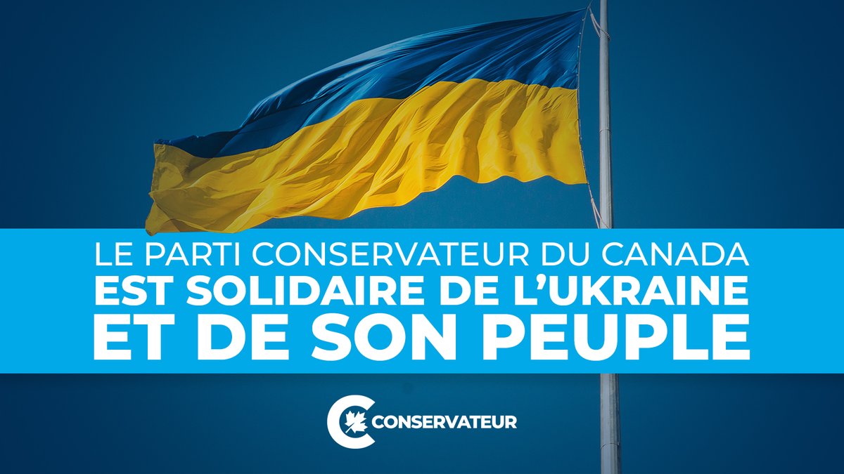 « Nous condamnons les actions de Poutine, aux côtés des millions de Canadiens et de la communauté ukraino-canadienne.  »  @CandiceBergenMP #polcan #cdnpoli <a href="/PCC_HQ/">Parti conservateur</a>