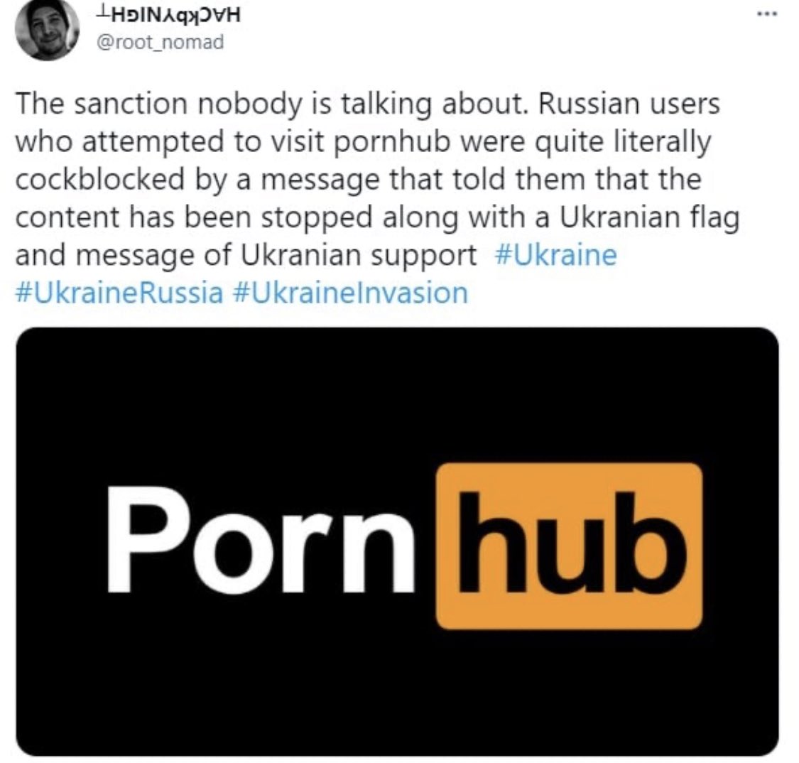 PornHub denied access to the site from Russia. 