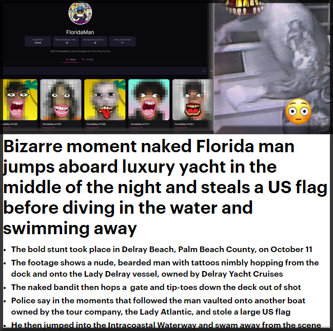 FloridaMan1845's tweet photo. The @FloridaMan1845
 project can be found here. 
https://t.co/pyJnzZkp9E

#NFT #NFTs #MagicEden $sol https://t.co/rxplKY32Ne