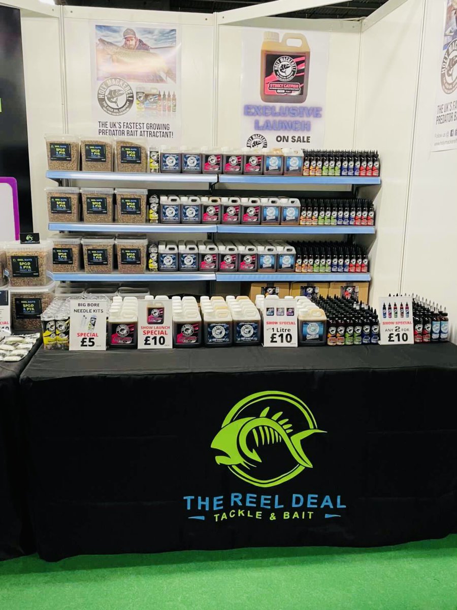 MackerelOil's tweet photo. All Set-up and ready for business @ Northern Angling Show Manchester 2022! 

Visit The Reel Deal Stand #169 for some great show deals and be the first to get your hands on our NEW Stinky Catfish! 

We look forward to seeing you all tomorrow &amp; Sunday. 
Holy Mackerel Fish Oil Co. https://t.co/KlxMmCK11F