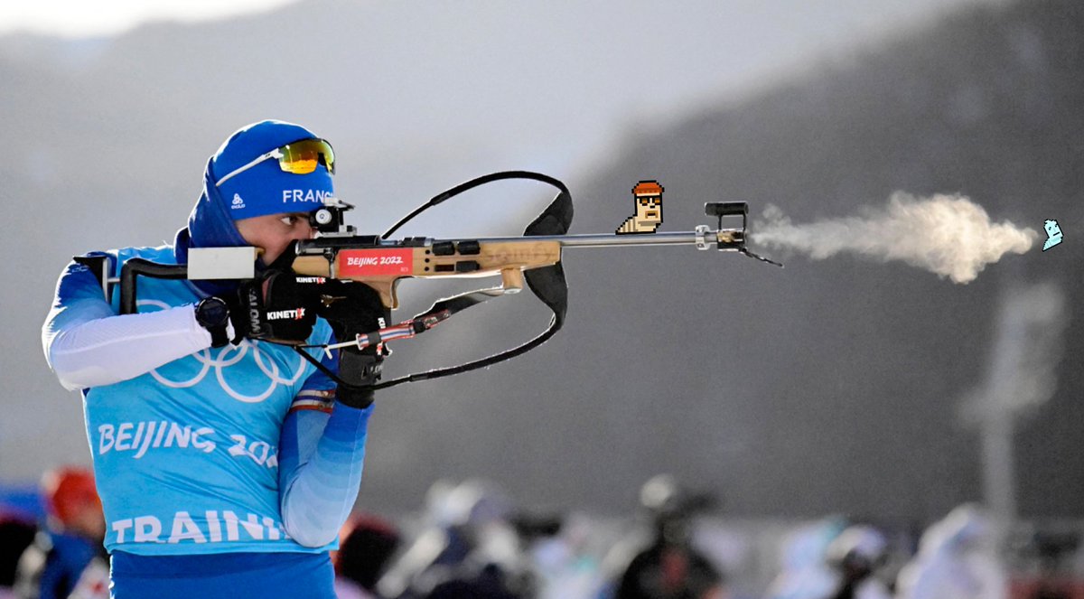 Action shot of the <a href="/larvalads/">Larva Lads</a> in the Biathlon 
#memeolympics