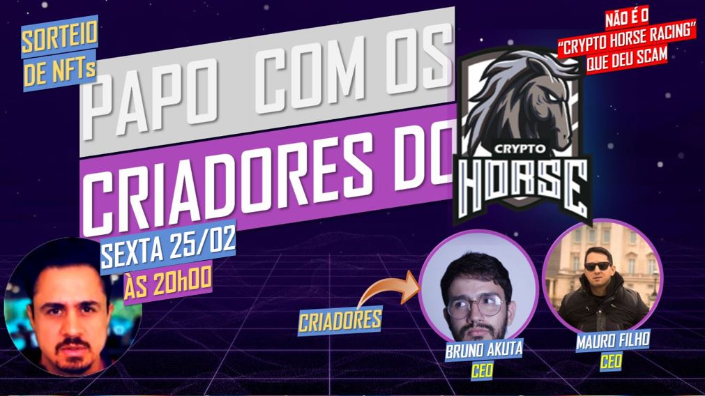Jhonytechcoin's tweet photo. HOJE FAREMOS UMA LIVE COM A EQUIPE DO CRYPTO HORSE. 

Vamos conhecer o projeto e as iniciativas

https://t.co/PujvZDpMT6 https://t.co/rwl7oATF4R