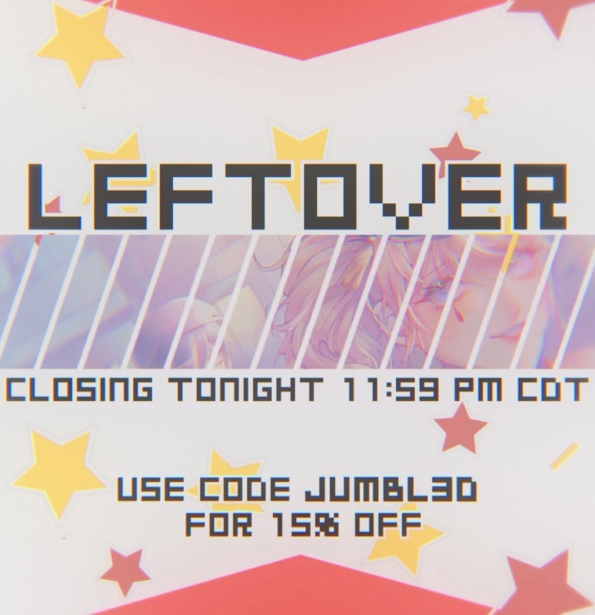 jumbled_a's tweet image. 『 LEFTOVERS CLOSE TODAY 』

★ The Leftover Sale for ‘All Jumbled Up!’ will be closing today at 11:59 PM CDT! Last chance to get your very own copy, use the discount code JUMBL3D at checkout for a 15% discount on your order! ✧

↓ Order Now ↓
alljumbledupdr.bigcartel.com