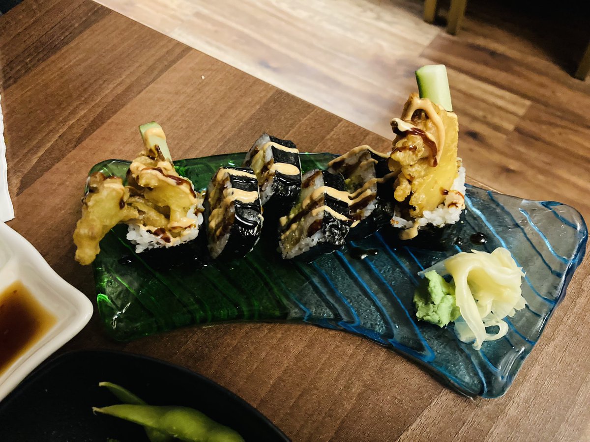 booksandwine76's tweet photo. I think I’m turning Japanese I really think so #softshellcrabroll #chickenkatsucurrydon #hijikirice @Sanjugo_London https://t.co/m1CZaGaNWv