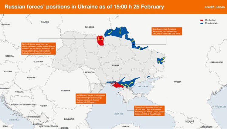 A map of ongoing conflict in Ukranian, updated for day 2: