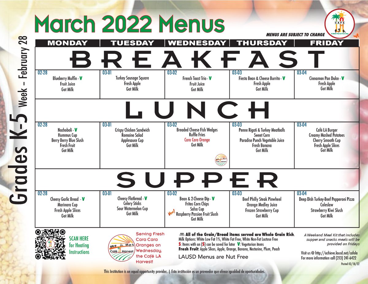 CafeLA_lausd's tweet photo. Our menus for March include Cara Cara oranges on Wednesday. We are ready to serve 😋 Nuestros menús para marzo incluyen naranjas Cara Cara el miércoles.  Estamos listos para servir 😋 #studentapproved4LAkids https://t.co/f50vSZ2rdx