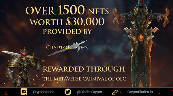 CryptoBlades's tweet photo. 💎There are over $300K in prizes at the @OECnetwork Metaverse Carnival as well as $OKT airdrops &amp; #OEC Game Mystery Boxes 🎁

📅Get in before it ends on Feb 27th at 10:00 (UTC)
📍Entry  https://t.co/ipKXAAUWm1
📝Rules https://t.co/TZSDls6lB6

#CryptoBlades #Crypto #SKILL #KING https://t.co/8ba92F62e4