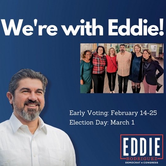 We’ve been thru the fire w/⁦@EddieforTexas⁩ & won. Eddie led the successful effort to preserve our Dem districts during Redistricting in the face of a GOP effort to decimate them. That’s why I join every member of the Travis County House Delegation in support of Eddie.