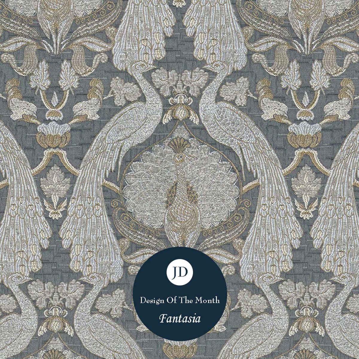 Our 'Design Of The Month' is Fantasia. Launched in 2019, it is a hidden gem. 

Fantasia has a beautiful peacock design, inspired by the Aesthetic art movement. The double-layered jacquard weave gives it a quilted look, making it ideal for upholstery and curtains. 
#luxuryfabric