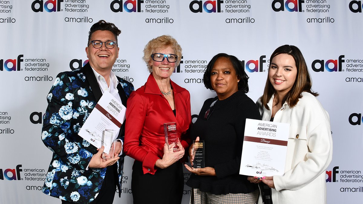 wtamu's tweet photo. The One West campaign picked up five wins at @aafamarillo's awards gala, including a gold for integrated brand campaign.  #OneWestWT #GoBuffs

https://t.co/cPn6XI0mNY https://t.co/7efqrmSohK