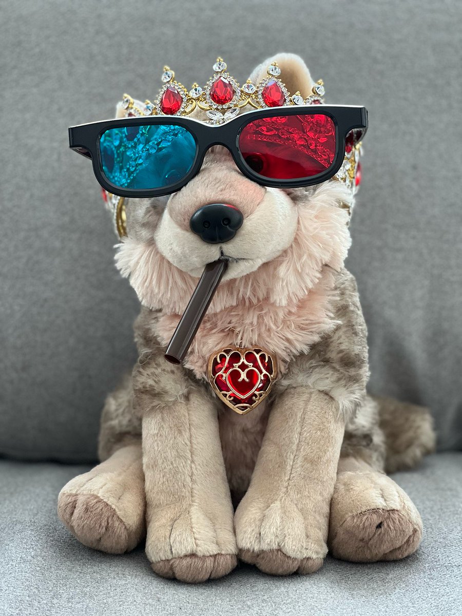 Wongsworth's tweet photo. Why build a bear, when you can build a wolf? Took my kids to the craft store and made an Alpha 8 with our fav traits: A8 Crown, 3D Glasses, and the most badass trait of all.. Sheep Heart Necklace. 

A fun activity for that game, “Dad won’t shut up about” 😂 @wolfdotgame #pack1701 https://t.co/ZfcXEb6Mek