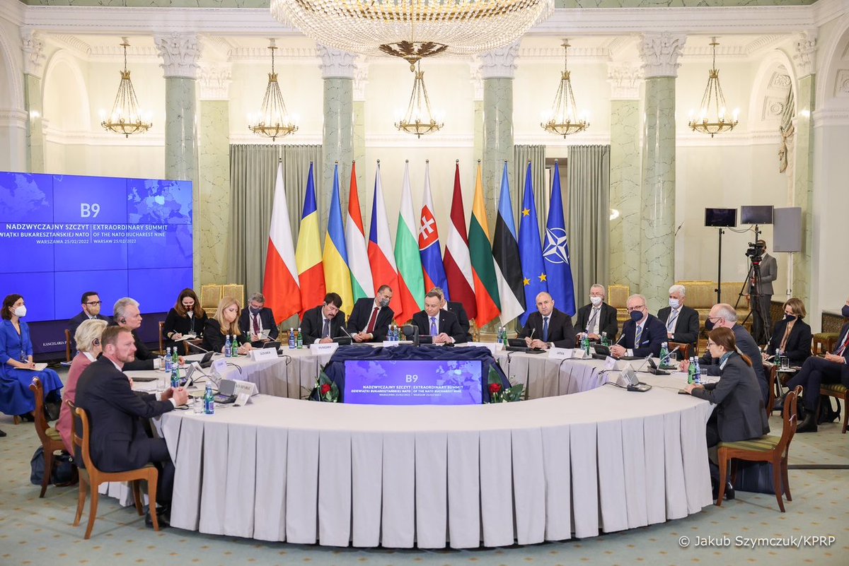 Our message from @NATO & #B9 summit to #Putin is simple: Leave #Ukraine now. The Kremlin hoped to sow divisions but they met our unity & resolve. The Allied presence on the #EasternFlank will be reinforced. Article 5 is ironclad. #WeAreNATO #WeStandWithUkraine