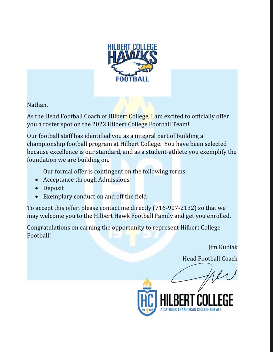 NathanFuentesM1's tweet photo. I would like to say thanks to @SlamminDemHawks I’m truly blessed to receive an offer from Hilbert college. Appreciate the opportunity that has been given to me. 
@HilbertHawksFB 
@CoachT1A 
@coachswaggtos 
@coach_North3 
@CoachAmoako 
@CoachMarquez3 
@DeAnzaAthletics https://t.co/ZRSXd9KG1t