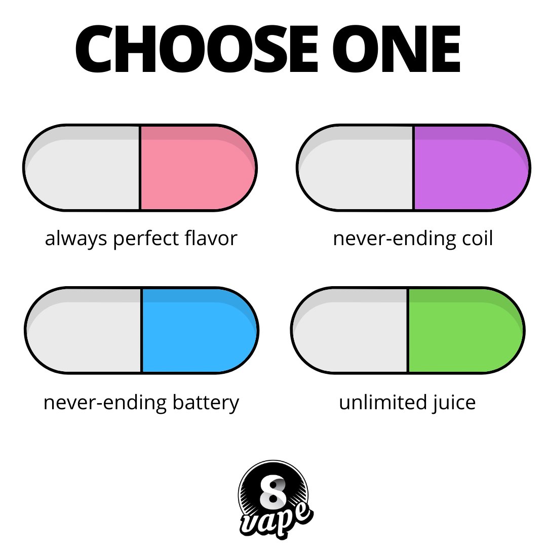 EightVape's tweet photo. Which magic pill would you choose? ๐ #vapingmemes #fridayfunday https://t.co/UqavT9X8Uu