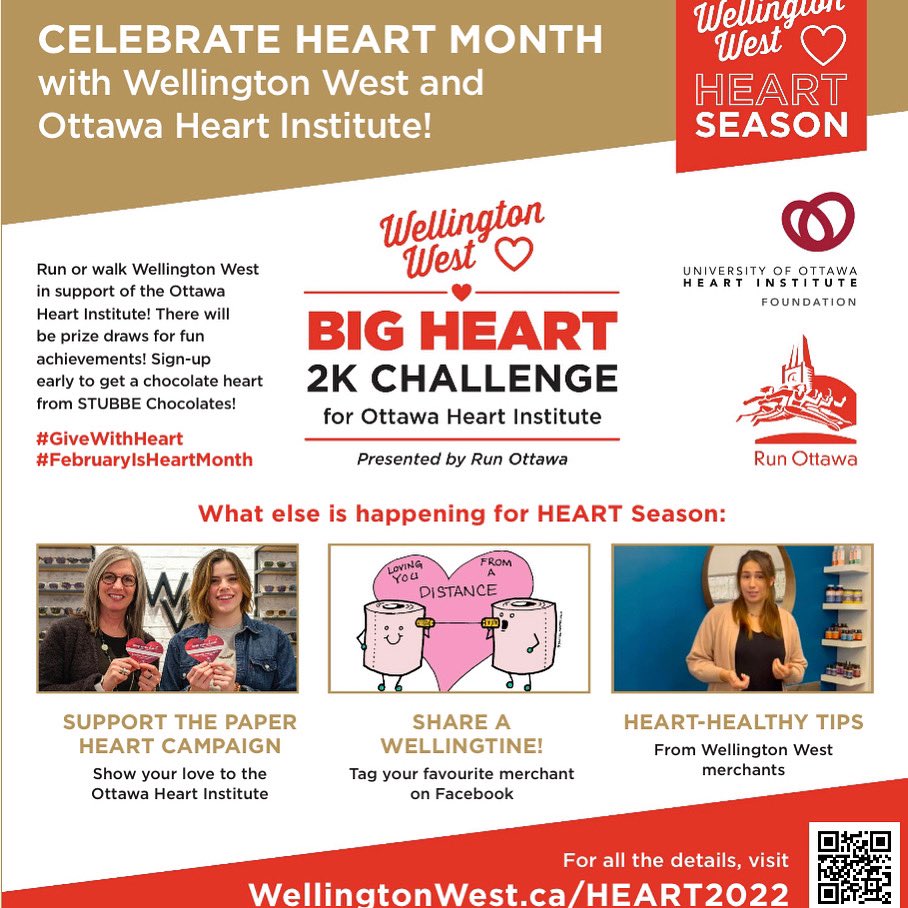 Thank you @Kitchissippi for showcasing the @Wellington_West BIG HEART 2K CHALLENGE.
They recently announced that they’re extending this fun event until March 14.
Walk or run Wellington West in support of the @HeartFDN.
#ottawaevents #februaryisheartmonth