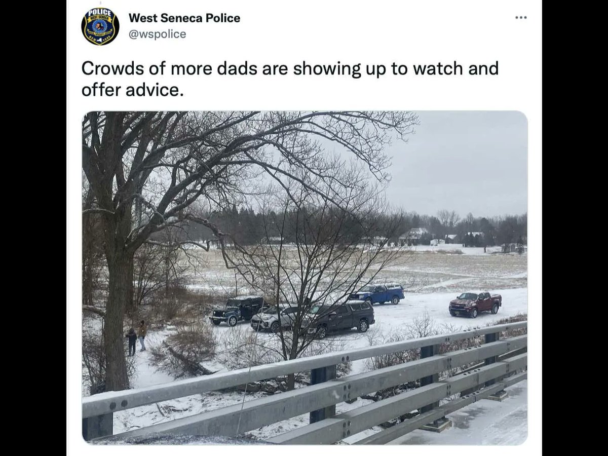 barstoolsports's tweet photo. West Seneca Police Laments Too Many Dads On Scene Offering Opinions On Stuck Car https://t.co/BvBvuyWtj5 https://t.co/gnqCaEiK6J