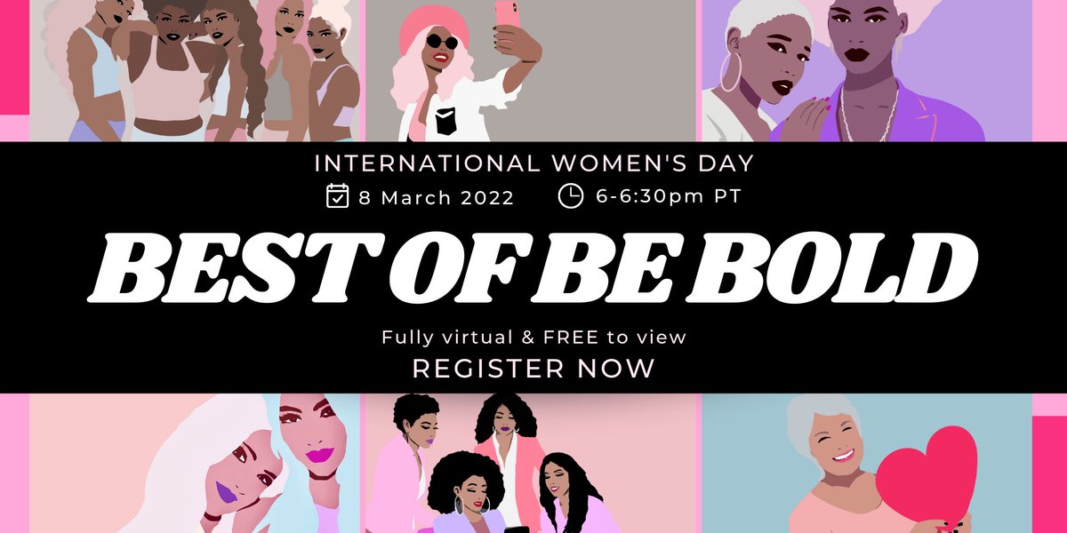 Celebrate #InternationalWomensDay with our FREE Best of Be Bold show produced by <a href="/vmgstudios/">VMG Studios</a>. Reserve your spot now by registering here: eventbrite.com/e/best-of-be-b…
 
#womenempowerment #womensupportingwomen #womensrights #bossbabe #futureisfemale #genderpaygap #womeninbiz