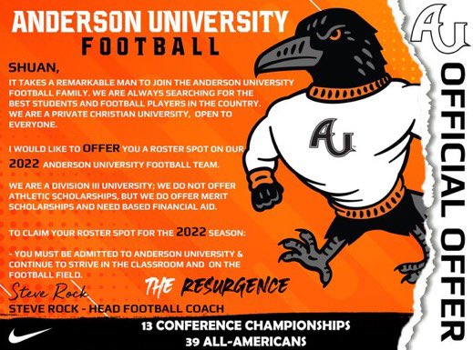 ShuanDavis1's tweet photo. Blessed to receive an offer from Anderson University. All Glory To God🙏🏿@Coach_Lantz https://t.co/Z94xcRCgRx