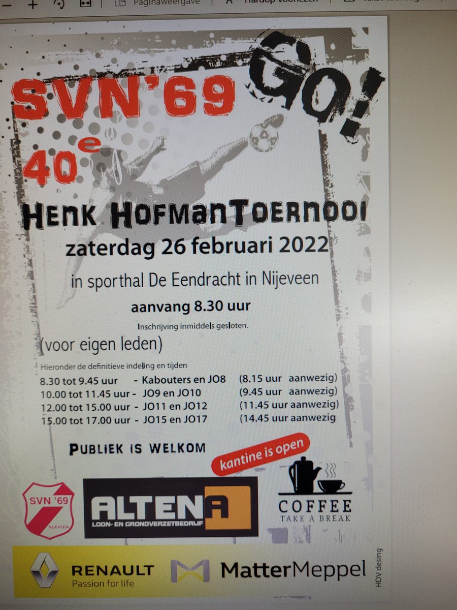 Of je zoekt de warmte van de sporthal op😏. De hele dag wedstrijden, met als uitsmijter….. <a href="/Svn69Nijeveen/">⚽️ SVN'69 ⚽️</a> JO15-1JM⚽️⚽️ #HenkHofmantoernooi #komtallen #lekkerballen