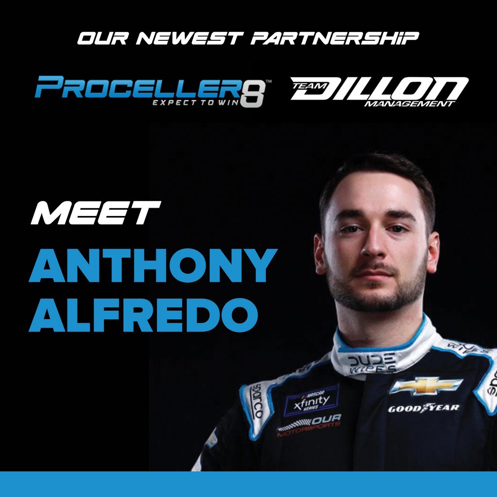 Proceller8 is proud to announce its partnership with Team Dillon Management and Anthony Alfredo! Anthony Alfredo is is a 22-year-old race driver from Connecticut who has emerged as one of the brightest prospects for future NASCAR Cup Series stardom. proceller8.com