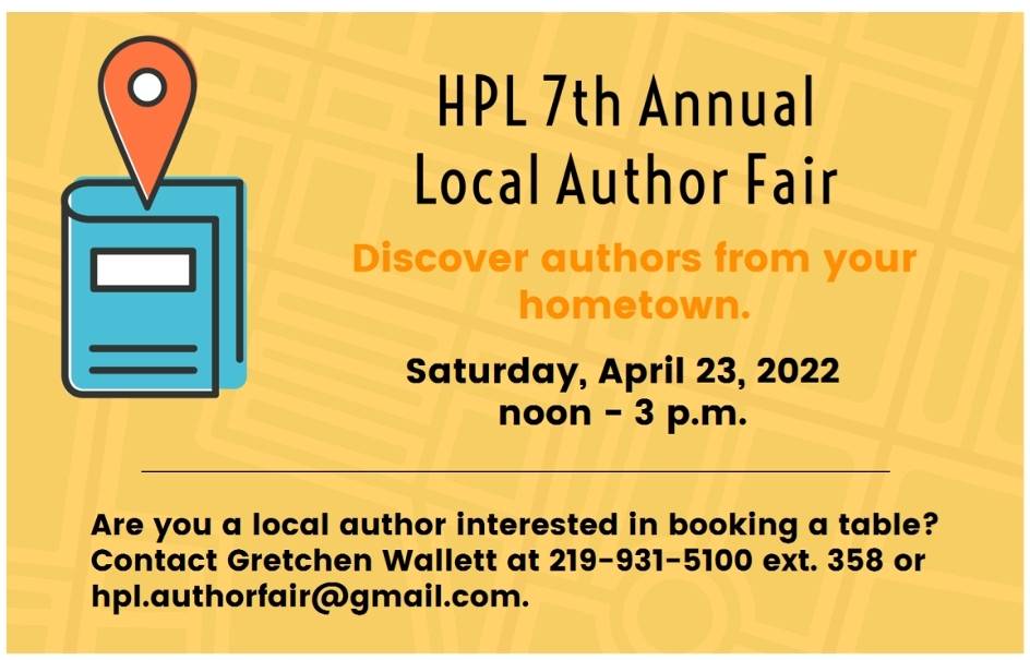 Attention all authors! We are looking for you to join us at our local author fair on April 23rd. Contact us at hpl.authorfair@gmail.com