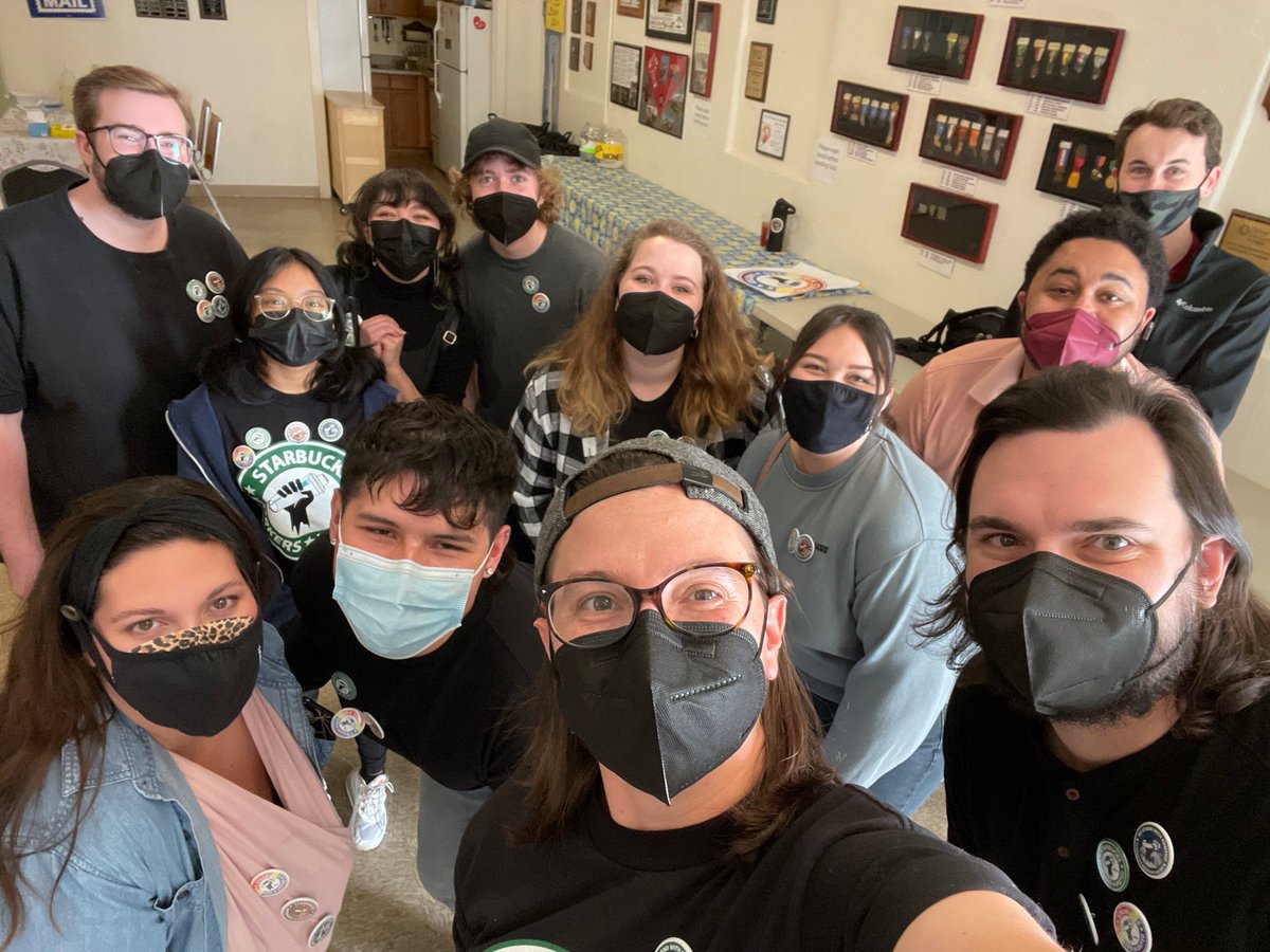 BREAKING: Starbucks workers in Mesa, AZ have WON their union election 25-3.

The Power &amp; Baseline store becomes the 3rd unionized Starbucks in the country. The team watched the votes come in together. 

Starbucks workers have now filed to unionize in 107 stores in 26 states.