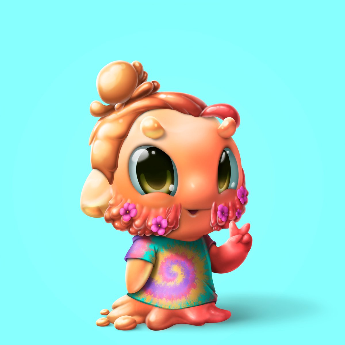 WeAreSlimes's tweet photo. Did you know Slimes also have facial hair?!? 🤯 This is Peaceful Slime--- the flowers in their beard are so adorable!

Spread some love by commenting below a peace sign.  ☮️✌️💚

#nfts #solana #WeAreSlimes https://t.co/v07lXEheHU