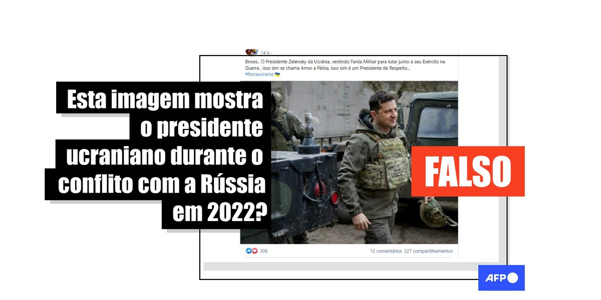 AfpChecamos's tweet photo. É falso que essa foto mostre o presidente ucraniano, Volodimir Zelensky, fardado para lutar durante a invasão da Rússia em 2022.

🔎  A imagem, de abril de 2021, foi registrada quando Zelensky visitava a região de Donbas #AFP 

Veja: https://t.co/jyu3w1nQtT https://t.co/eUzIQYiEuM