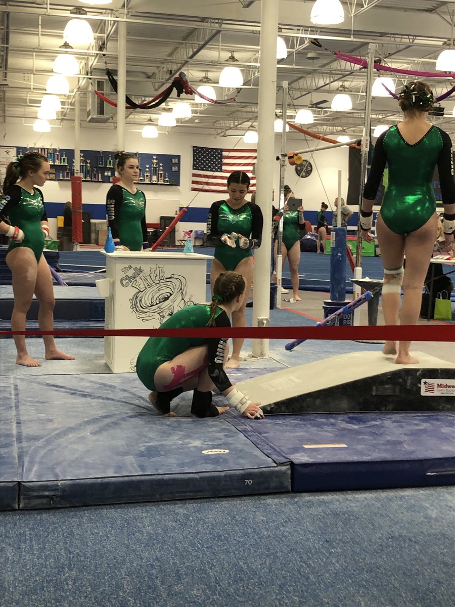 GreenBearSports's tweet photo. Scenes from district gymnastics meet. Thanks for the student support and watching the girls compete! https://t.co/1Z7WBSowUd