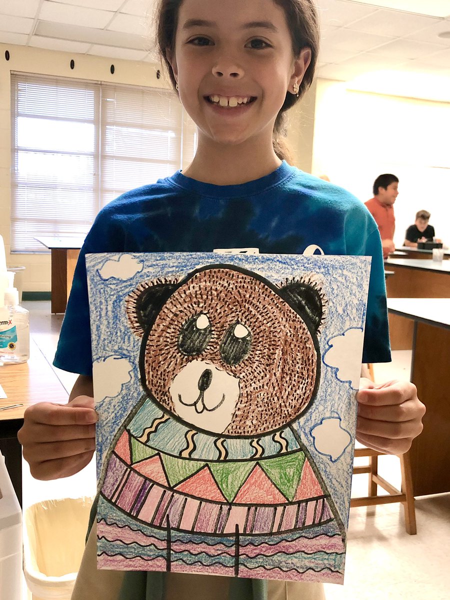 CCPSartsmart's tweet photo. Warm and Fuzzy Sweater Bears! @CCPSartsmart @CESCorkyBear @collierschools #ArtEd #elementaryart #ccpsproud https://t.co/DBPYi4I0zI