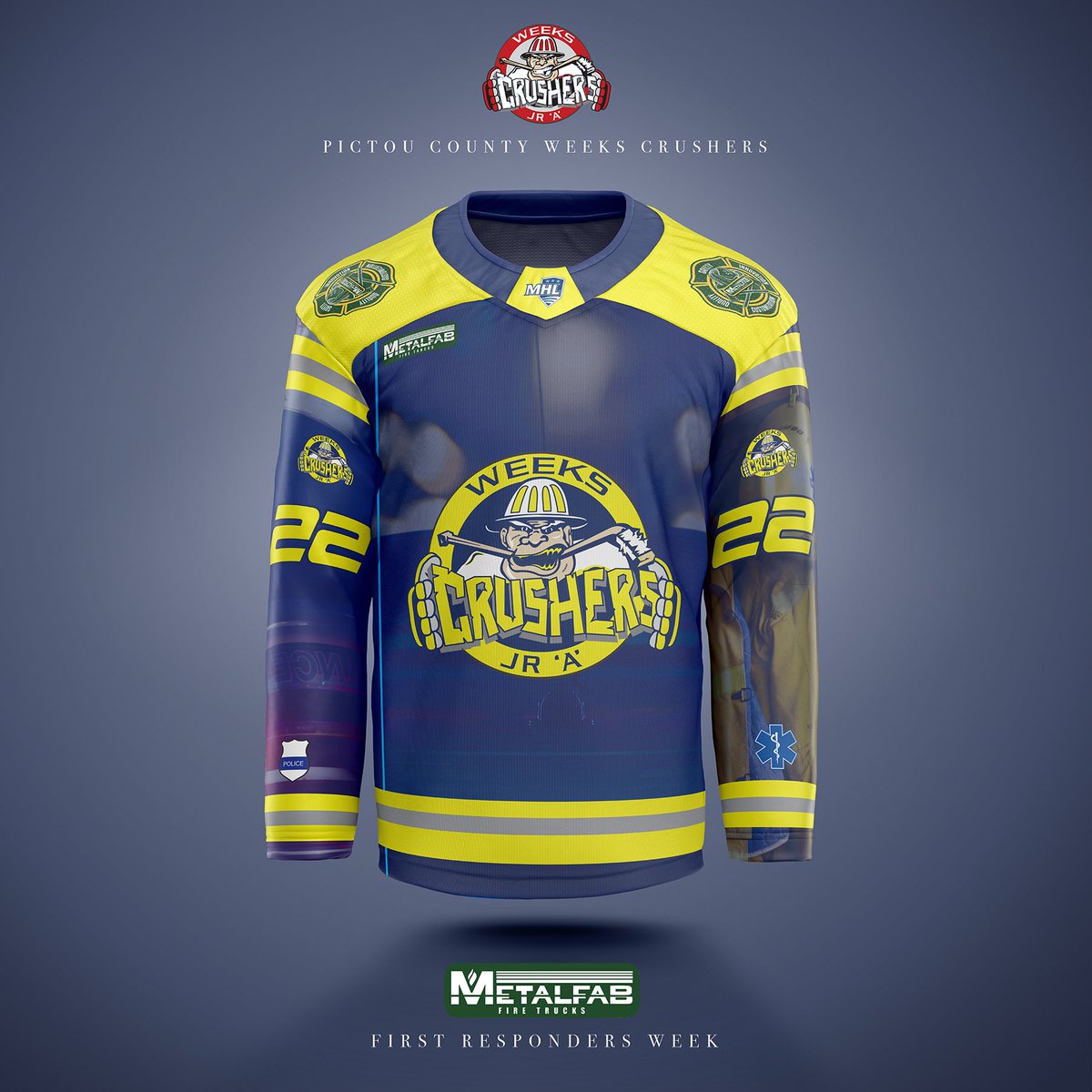 weekscrushers's tweet photo. We will be hosting our Metalfab @THEMHL First Responders Week game on Saturday, February 26th against @Valley_Wildcats. Puck drop at 7:00 pm. We’ll be wearing special jerseys, which will be auctioned off - stay tuned for more details! 
#thankafirstresponder #weeksnation https://t.co/HDRo9u0Q5u
